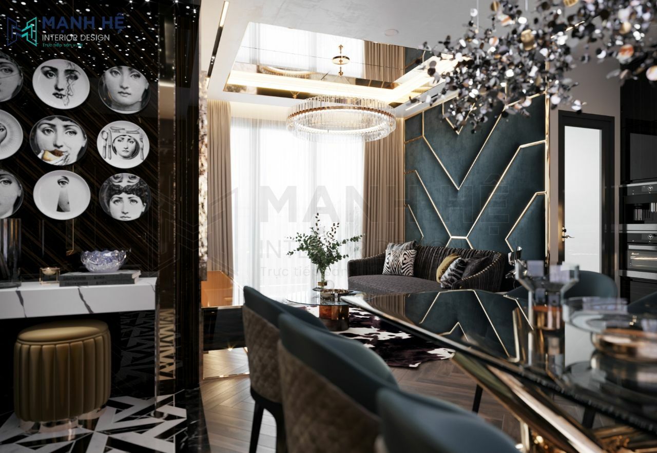 Thiết kế nội thất nhà a Tùng – Gò Vấp 14 Thiết kế phòng khách liền bếp