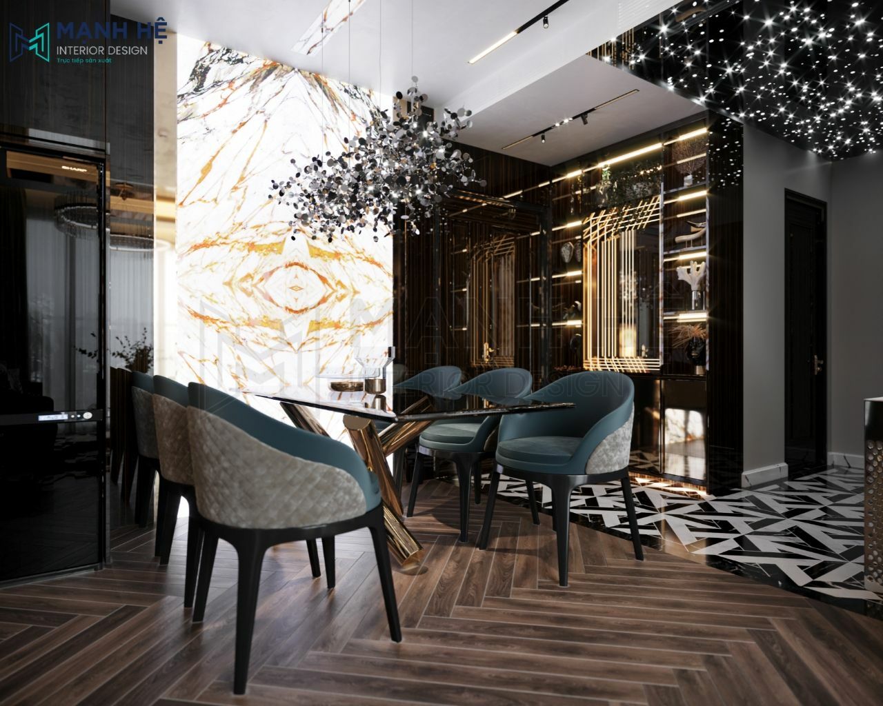 Thiết kế nội thất nhà a Tùng – Gò Vấp 15 Ốp tường đá xuyên sáng độc đáo